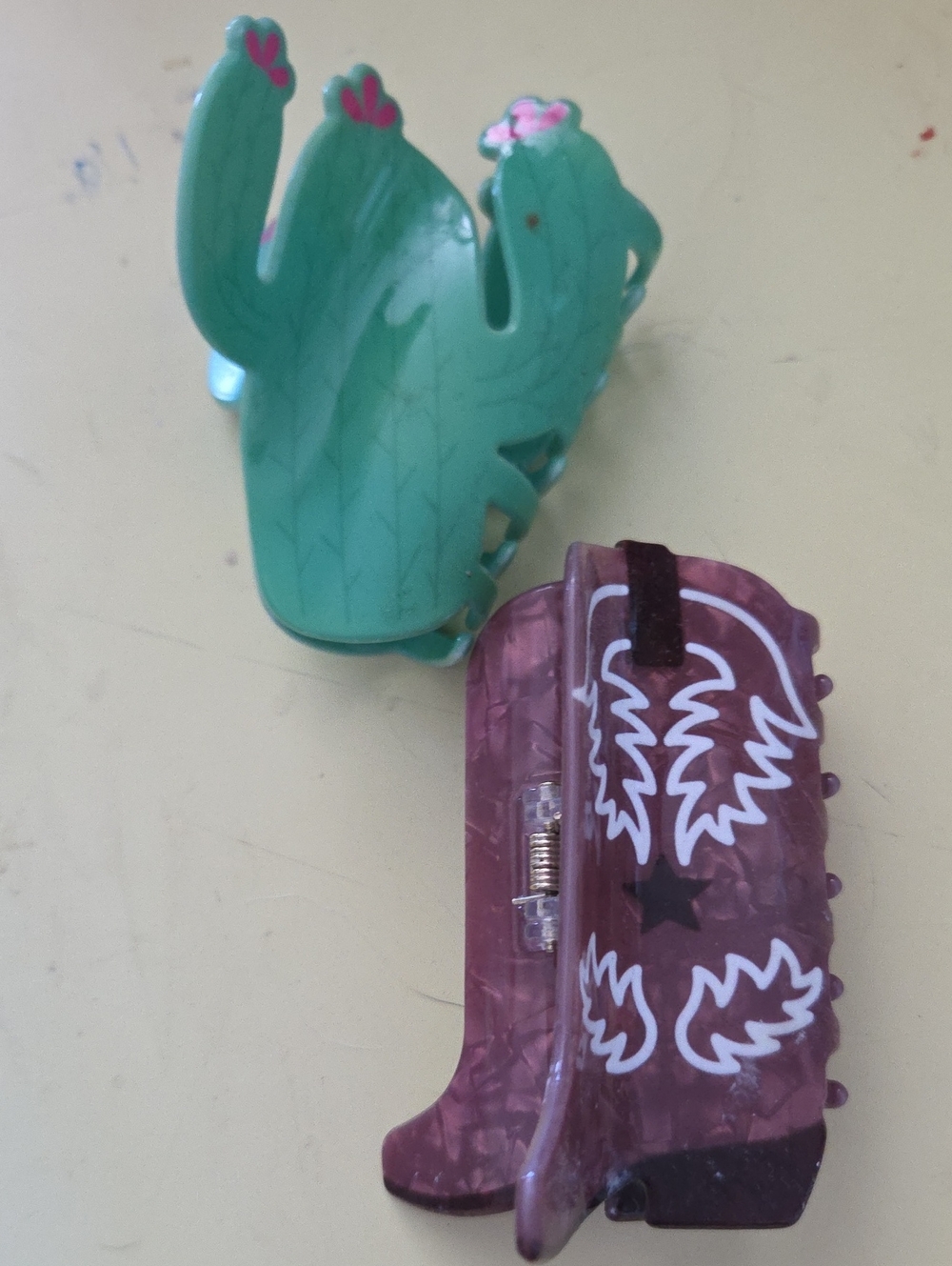 Western Claw Hair Clips Cactus and Cowboy Boot
